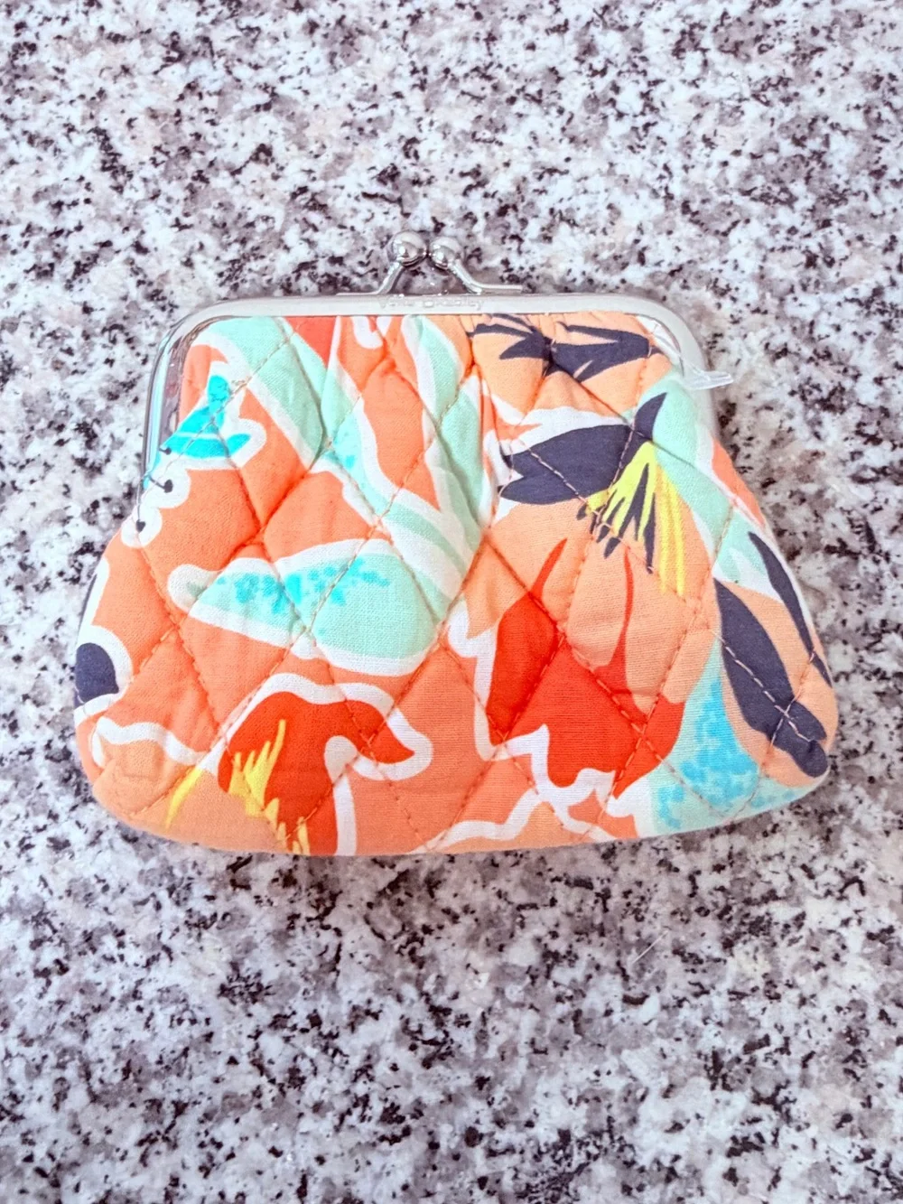 Vera Bradley Floral Quilted Wallet and Coin Purse Set in Gray and Orange - Picture 9 of 13